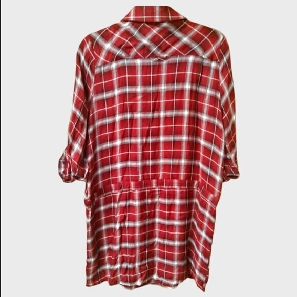 Andree Burgundy & White Plaid Midi Dress. - Picture 11 of 12